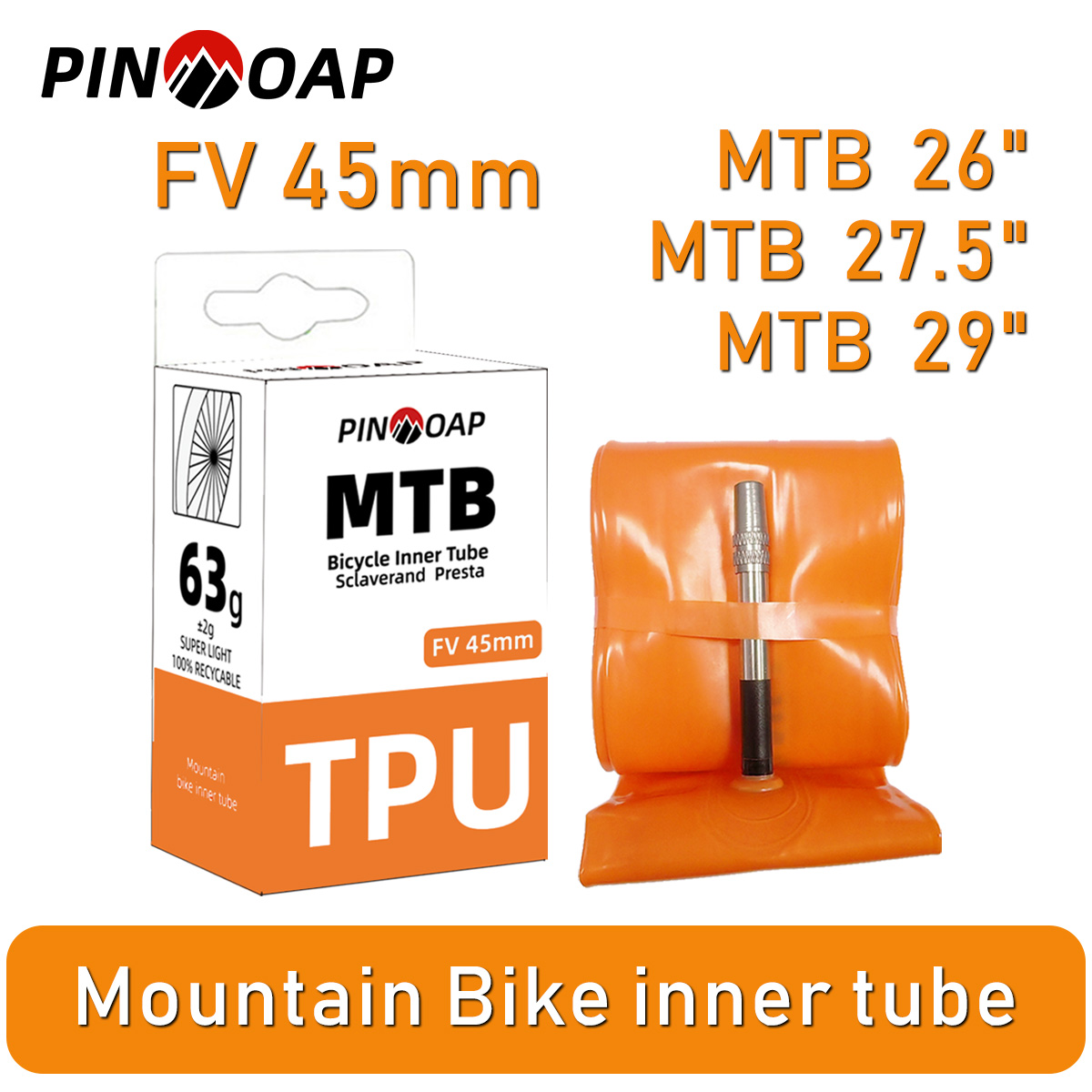 Mountain Biking Youtube - ยางในจักรยานเสือภูเขา PINMOAP ขนาด 45 มม. ยางใน