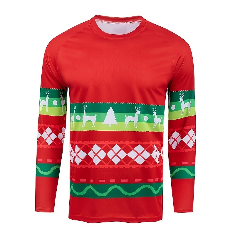 Mountain Biking Holidays - เสื้อแขนยาวลายการ์ตูนกวางเรนเดียร์คริสต์มาสพร้อมลายพิมพ์สัตว์สำหรับเทศกาล เหมาะสำหรับจักรยานเสือภูเขาและมอเตอร์ไซค์ออฟโรด