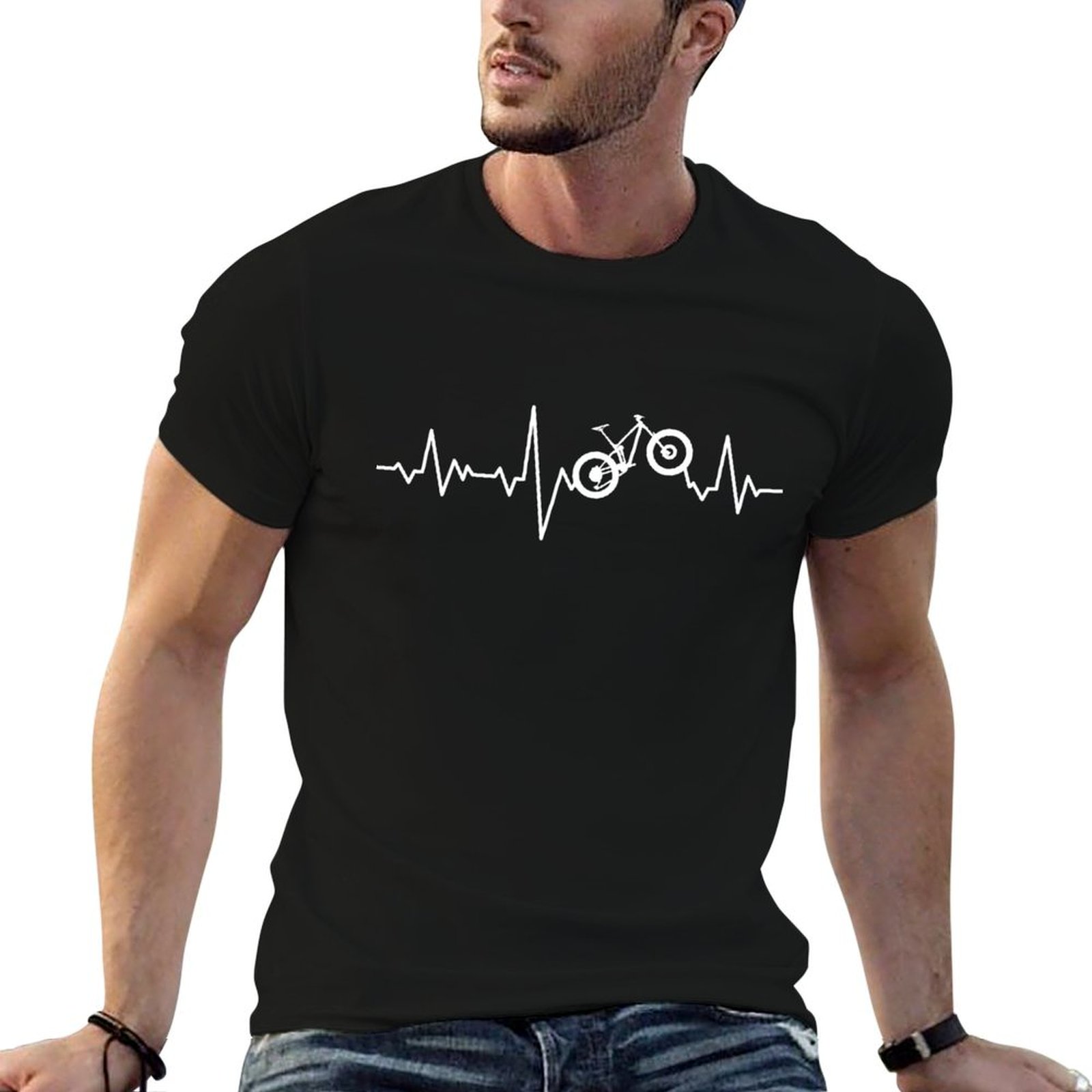 Mountain Biking Holidays - เสื้อยืดลายจังหวะหัวใจสำหรับคนรักจักรยานเสือภูเขา เสื้อยืดเรียบง่ายสำหรับวันหยุด