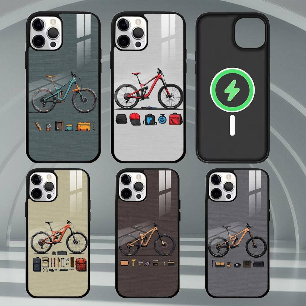 Mountain Biking Logo - เคสโทรศัพท์ลายจักรยานเสือภูเขาสุดเท่ สำหรับ iPhone 17, 16, 15,